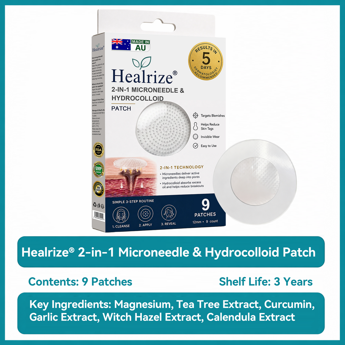 ✅Trilumia®2-in-1 Microneedle & Hydrocolloid Patch💫| Removes Raised Moles, Acne, Flat Warts & Skin Tags | Helps Improve Wrinkles, Scars & Blemishes | Invisible Patches for Face & Body
