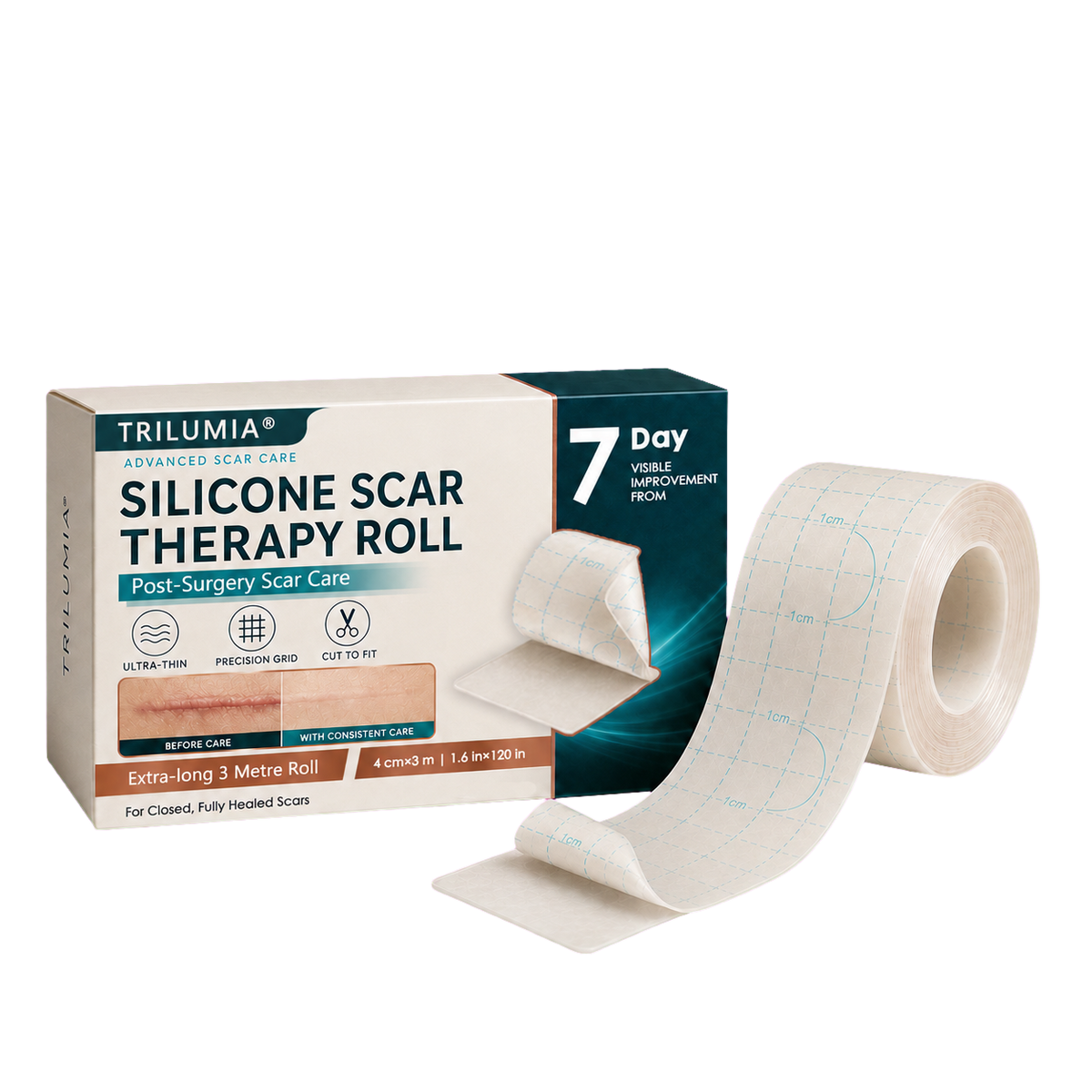 💞👩‍⚕️TRILUMIA® SILICONE SCAR THERAPY ROLL  Help Soften, Flatten & Improve the Appearance of Raised Scars